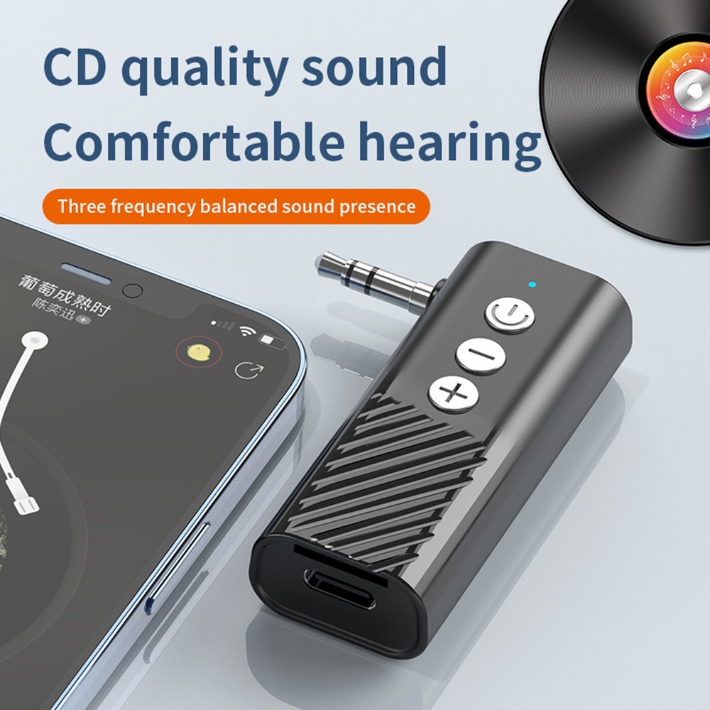 3-in-1 Wireless Bluetooth 5.3 Transmitter Receiver Adapter Audio Black ABS
