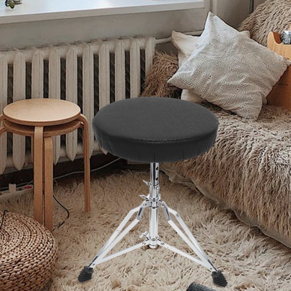 Round Stool Cushion Cover Black Slip Resistant Elastic Protector