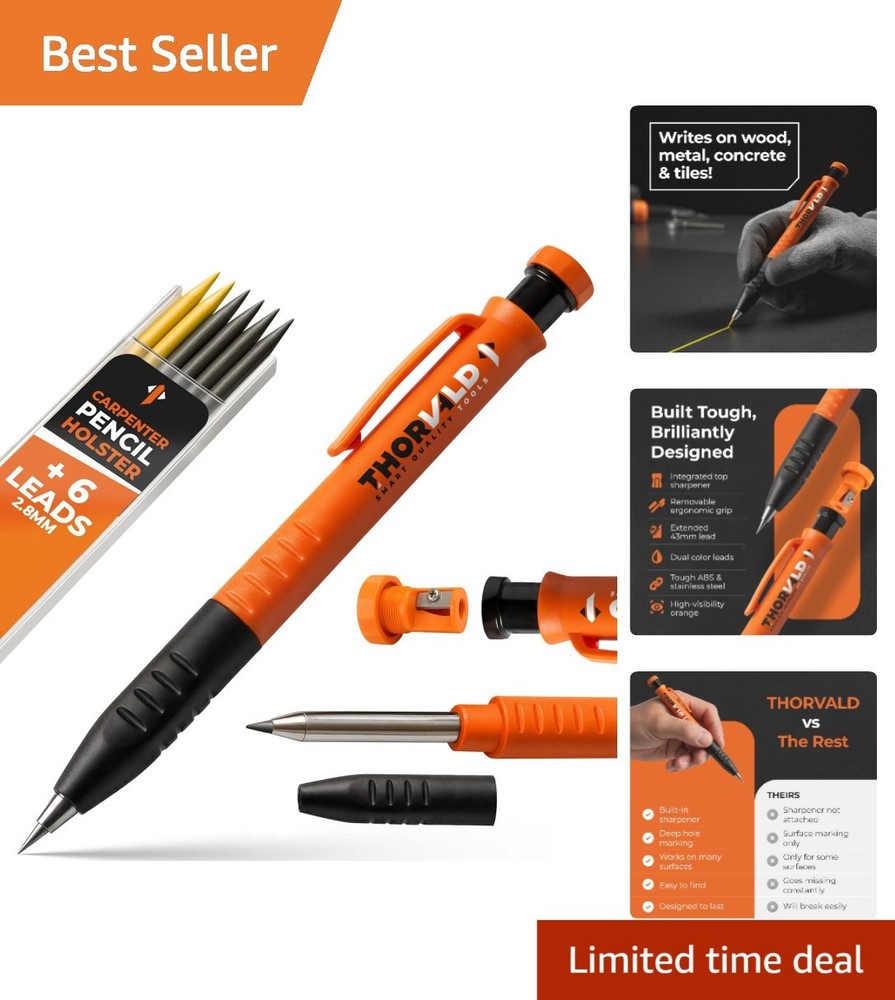 Retractable Carpenter Pencil with Finger Grip - Ideal for Construction Projects