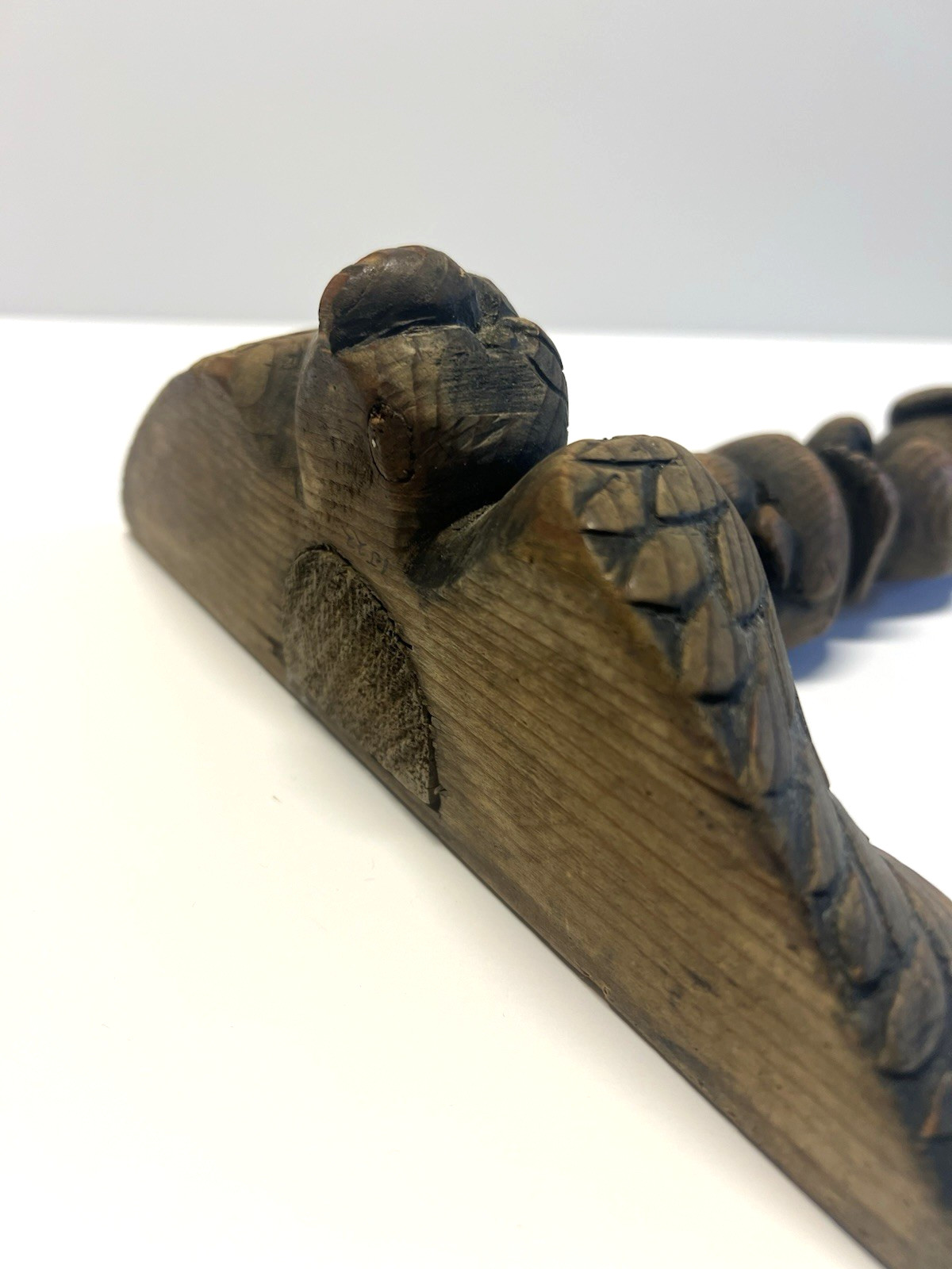 Antique Native American Indian Hand Carved Wooden Eagle Totem Pole; Large 24"