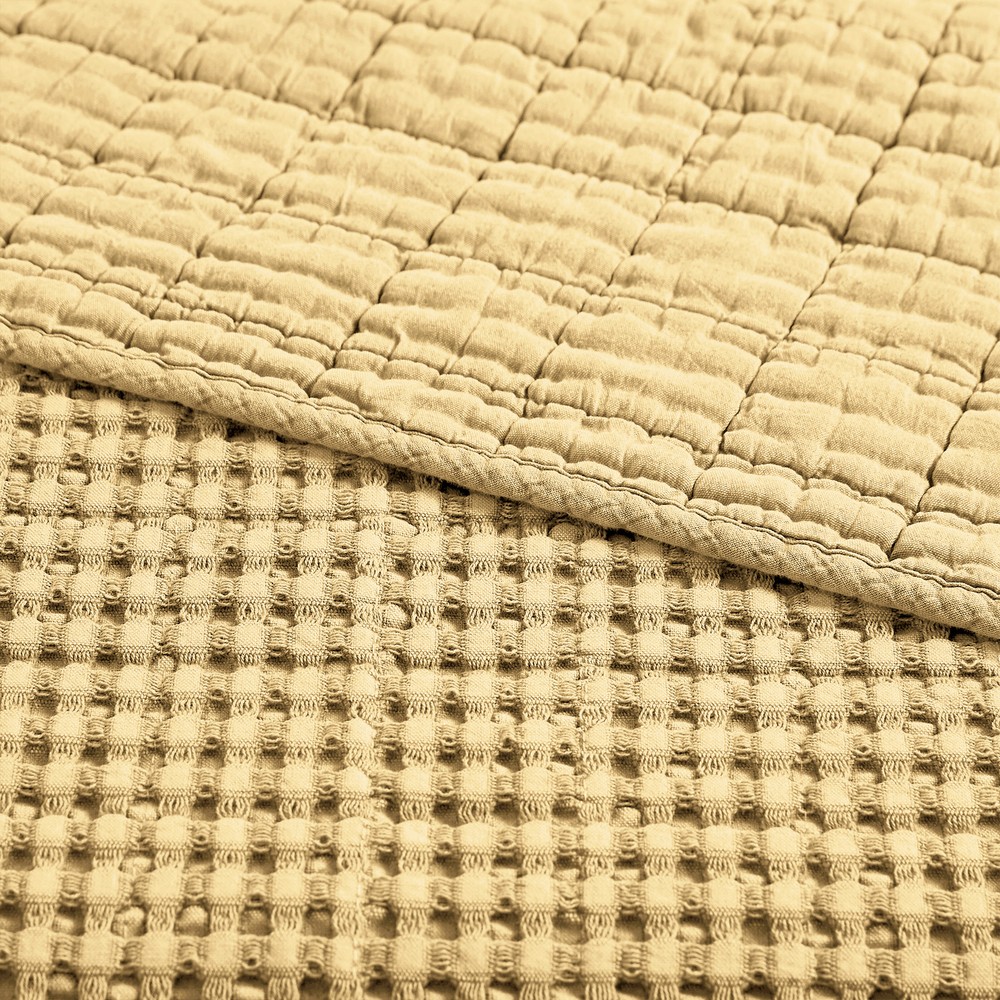 Mills Waffle Ochre Quilted Throw- Levtex Home