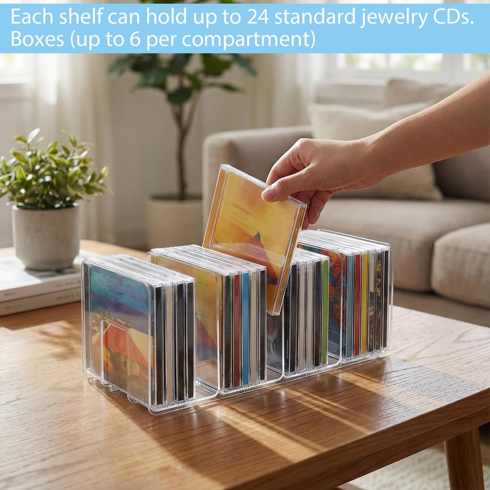2 PCS CD Holder, Clear Acrylic Storage Record Display CD Rack, Cd Organizer w...