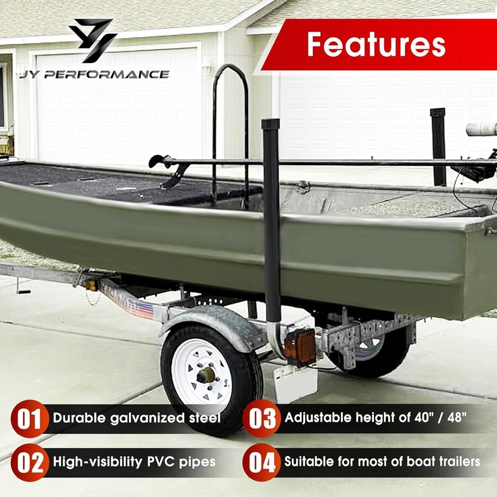 Boat Trailer Guide-Ons, 40"/48" Adjustable, 2PCS Rustproof Electro-Galvanized St