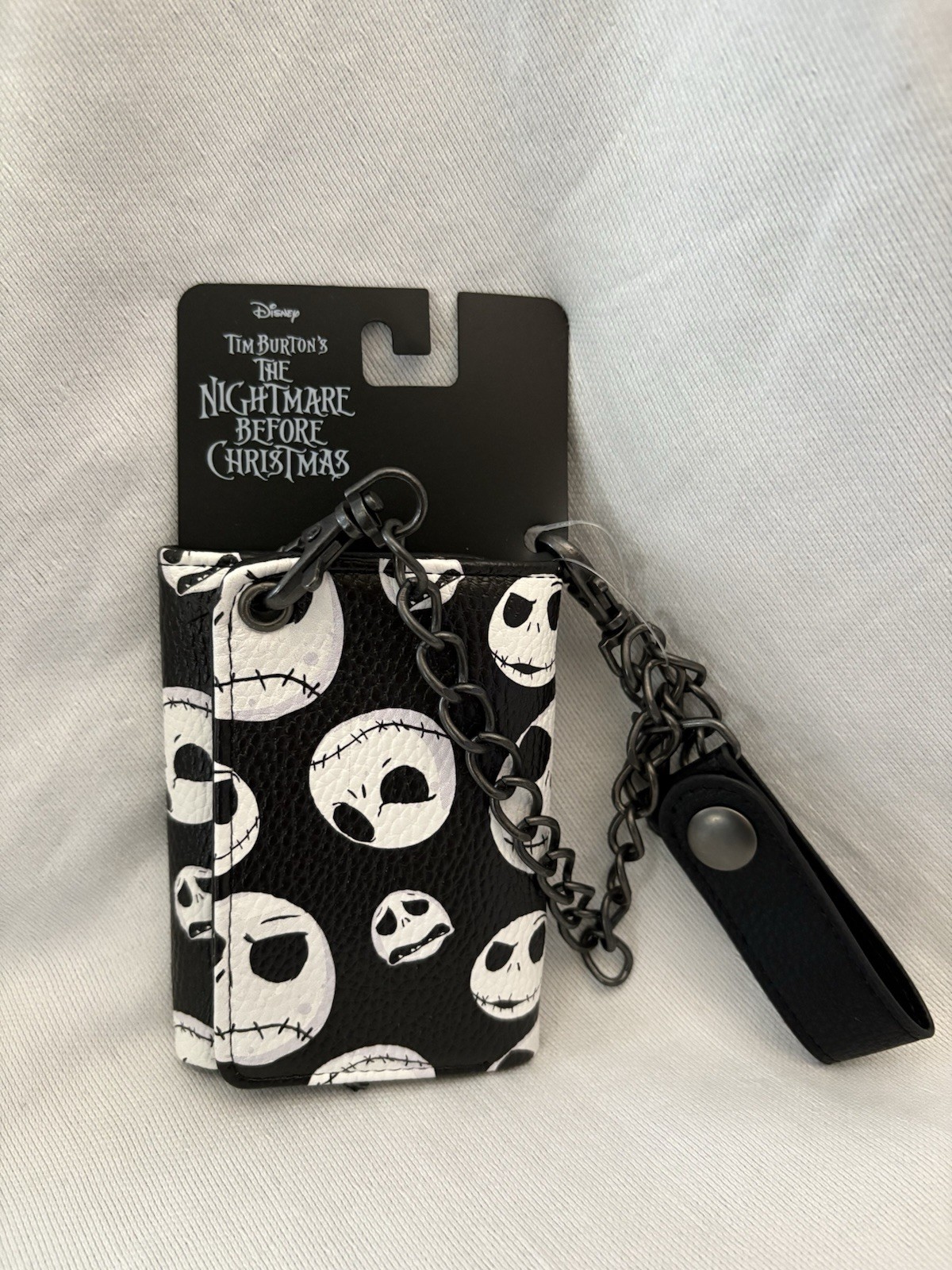 NEW DISNEY Nightmare Before Christmas Wallet with Chain Jack Skellington Heads