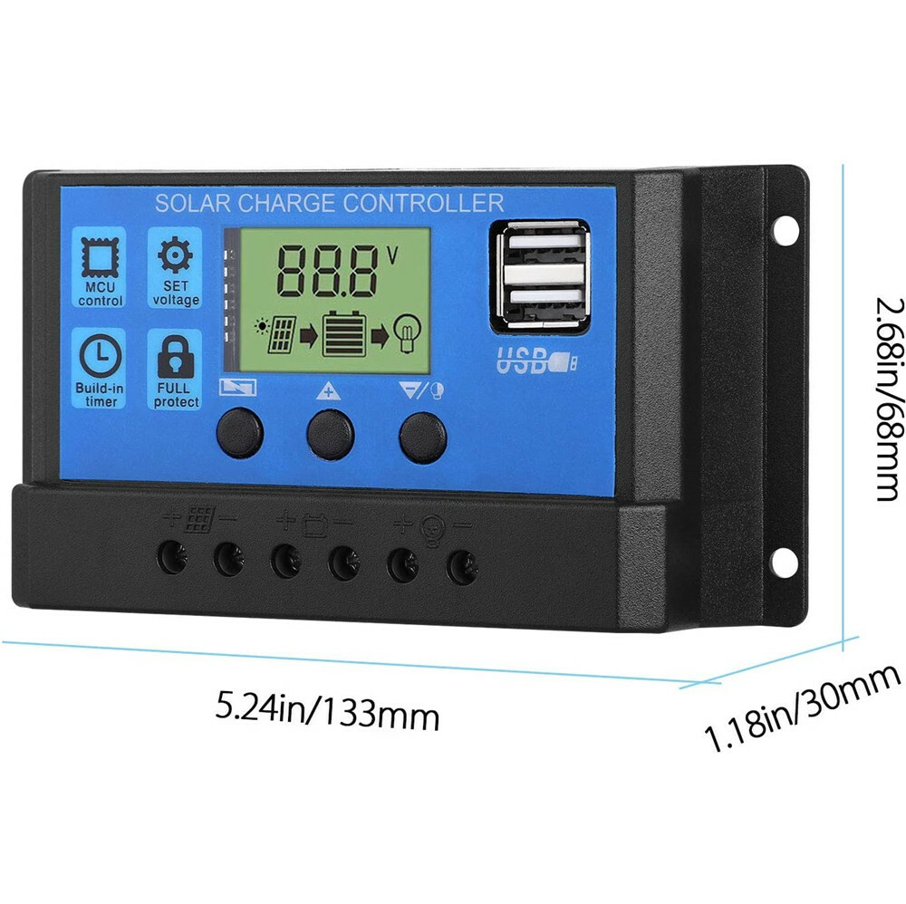 MPPT Solar Panel Regulator Charge Controller Auto Focus Tracking 30-100A 12V/24V