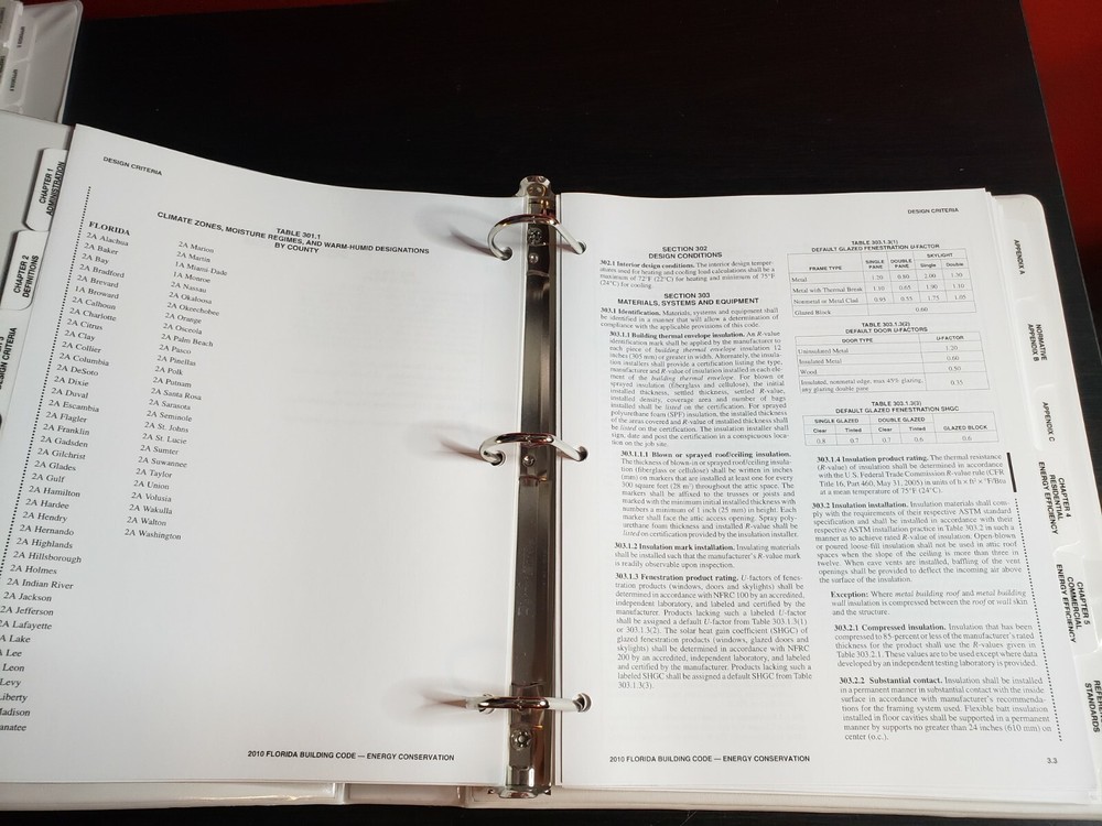 Florida Building Code 2010 Energy Conservation Binder Textbook