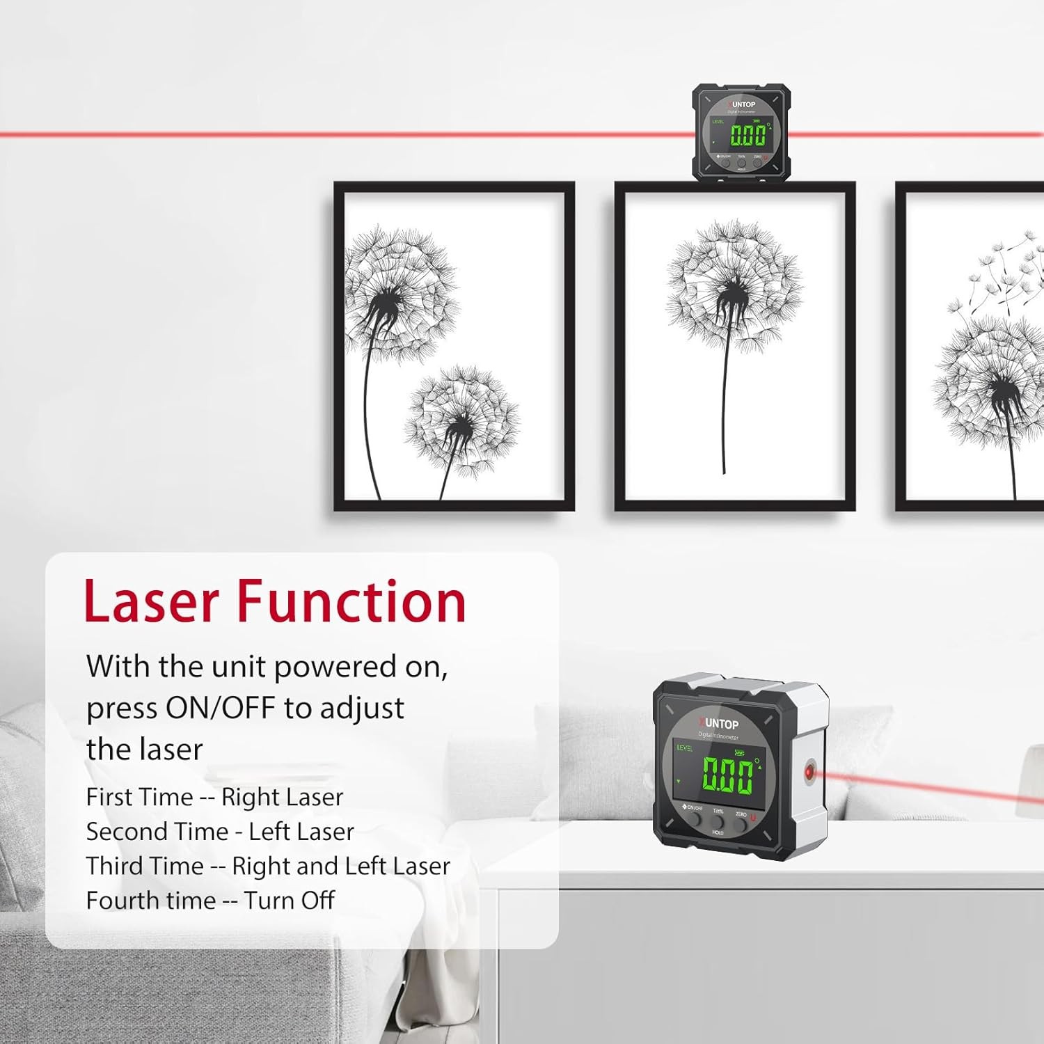 360° Digital Protractor Laser Level Box Magnetic Angle Finder Gauge Inclinometer