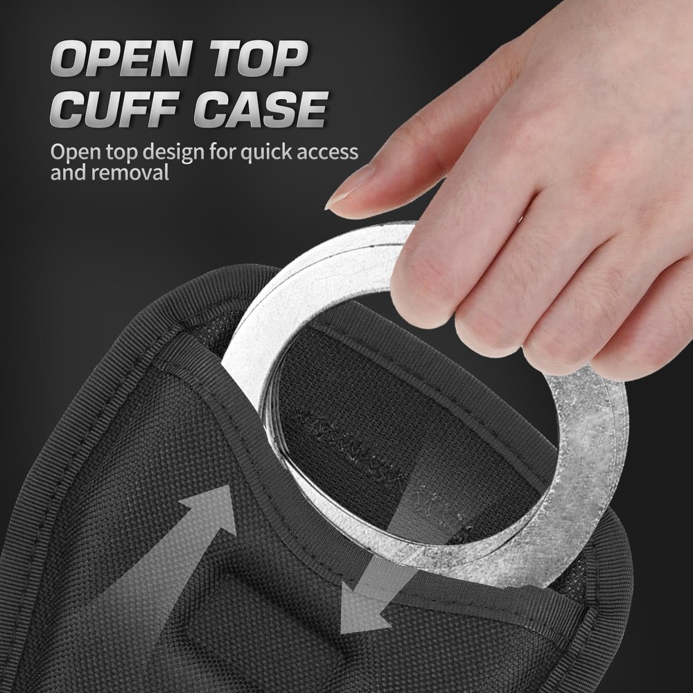Handcuff Case, Open Top Holder Holster, 600D Nylon Cuff Pouch Black