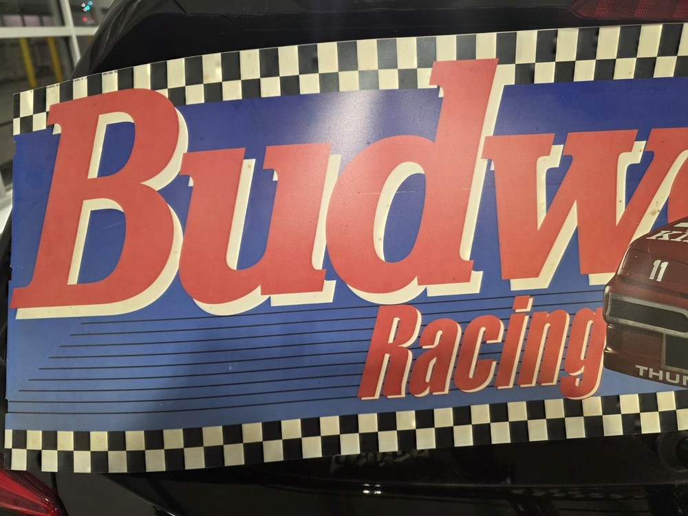 Vintage Budweiser Racing Sign Platic