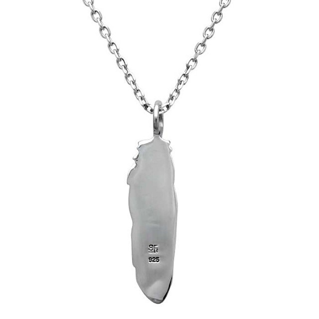 Dr MONROE Think Knot Plain Feather Pendant Necklace w/ Chain (Silver)