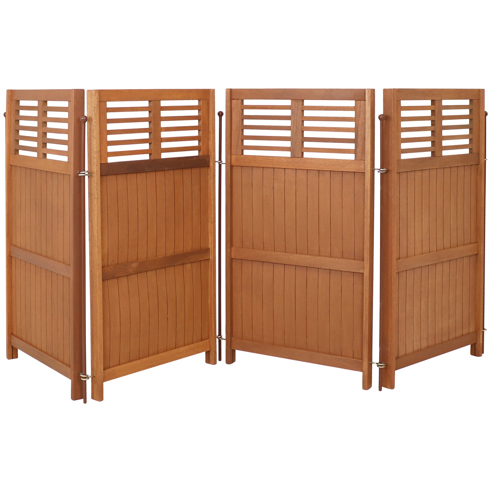 Meranti Wood/Teak Oil Finish Folding Privacy Screen - 44 in by Sunnydaze