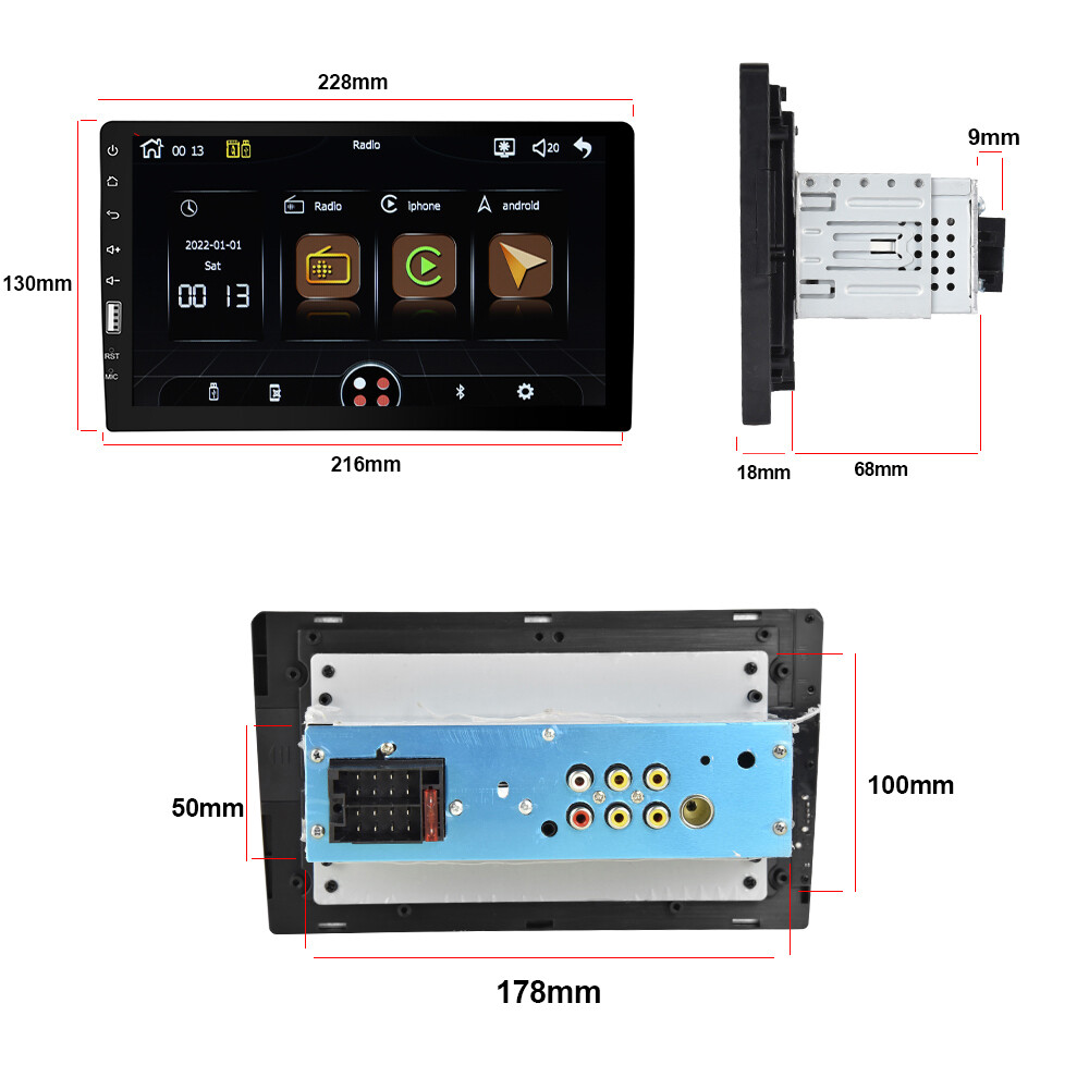 9" Single 1 Din MP5 Player Carplay Car Stereo Radio Android Auto Touch Screen