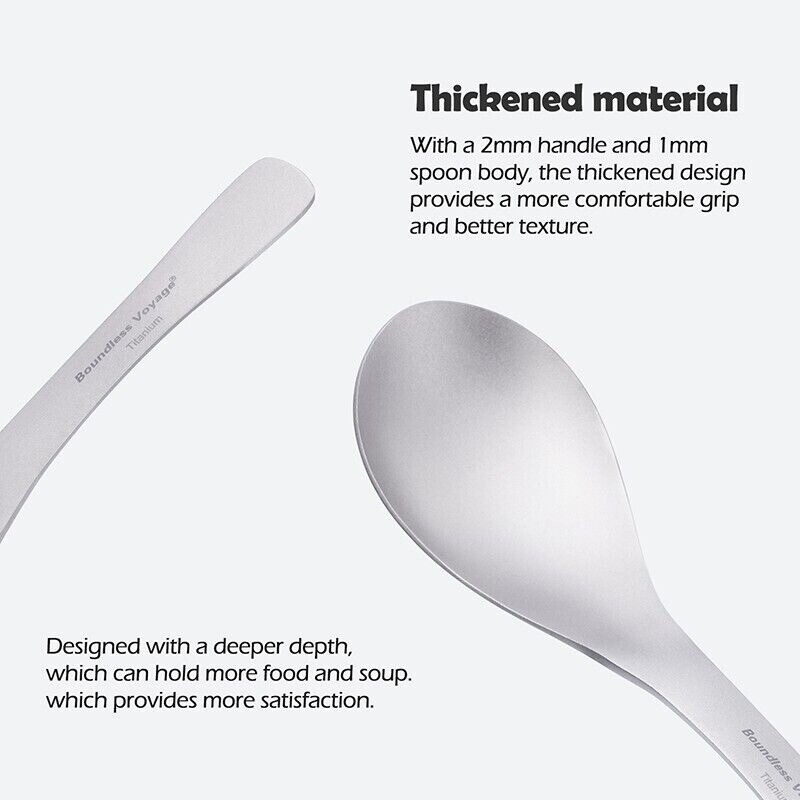 1PC Pure Titanium Spoon Lightweight Healthy Outdoor Camping Tableware Flatware