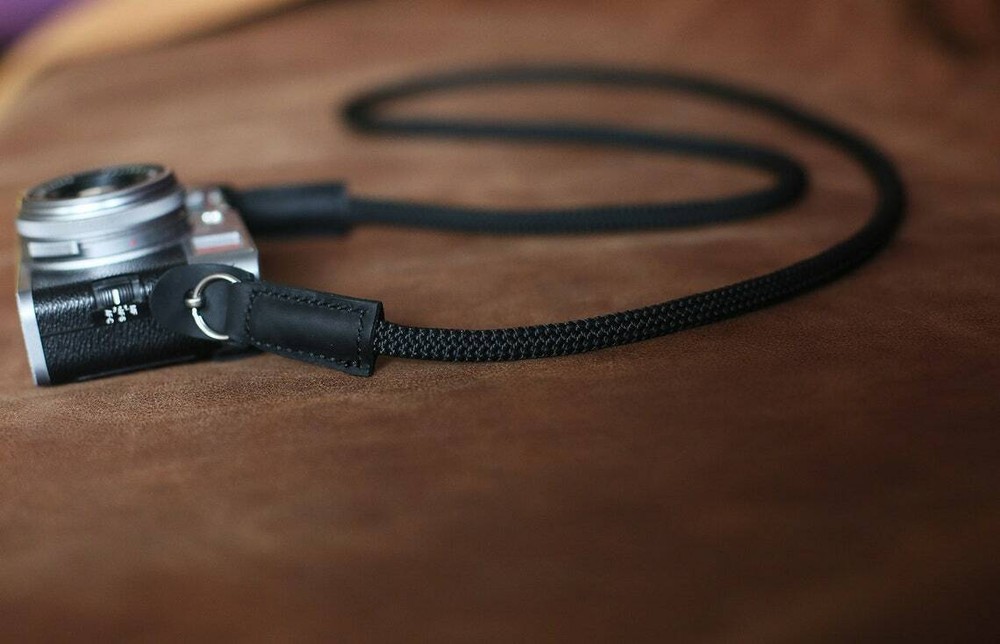 8mm black climbing rope handmade camera neck strap