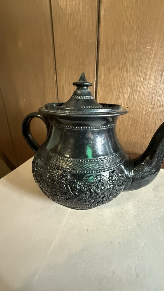 Antique Victorian Silverplate Teapot Repousse Floral Decor
