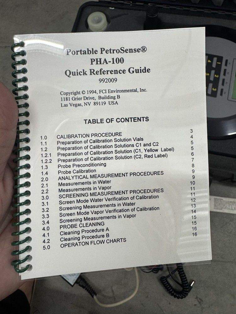 PETROSENSE PORTABLE HYDROCARBON ANALYZER PH1-100