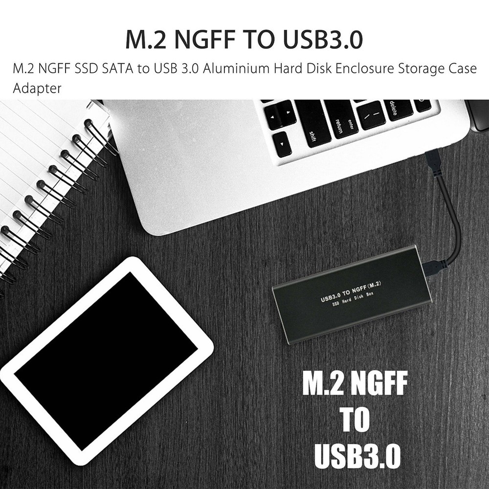 M.2 SATA SSD to 3.0 USB External SSD Reader Converter Adapter Enclosure .