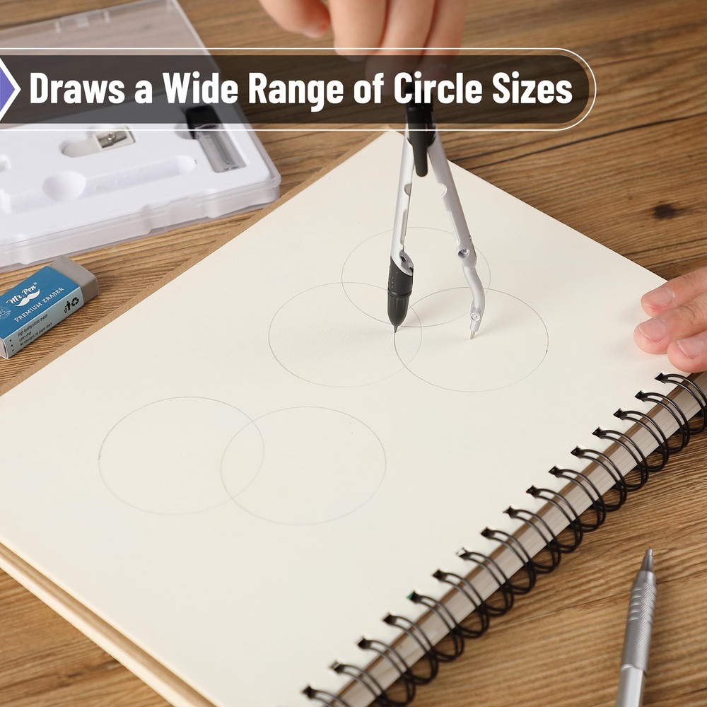 Convertible Compass, Extra Lead Refills, Compass Geometry Tool, Compass Drawing