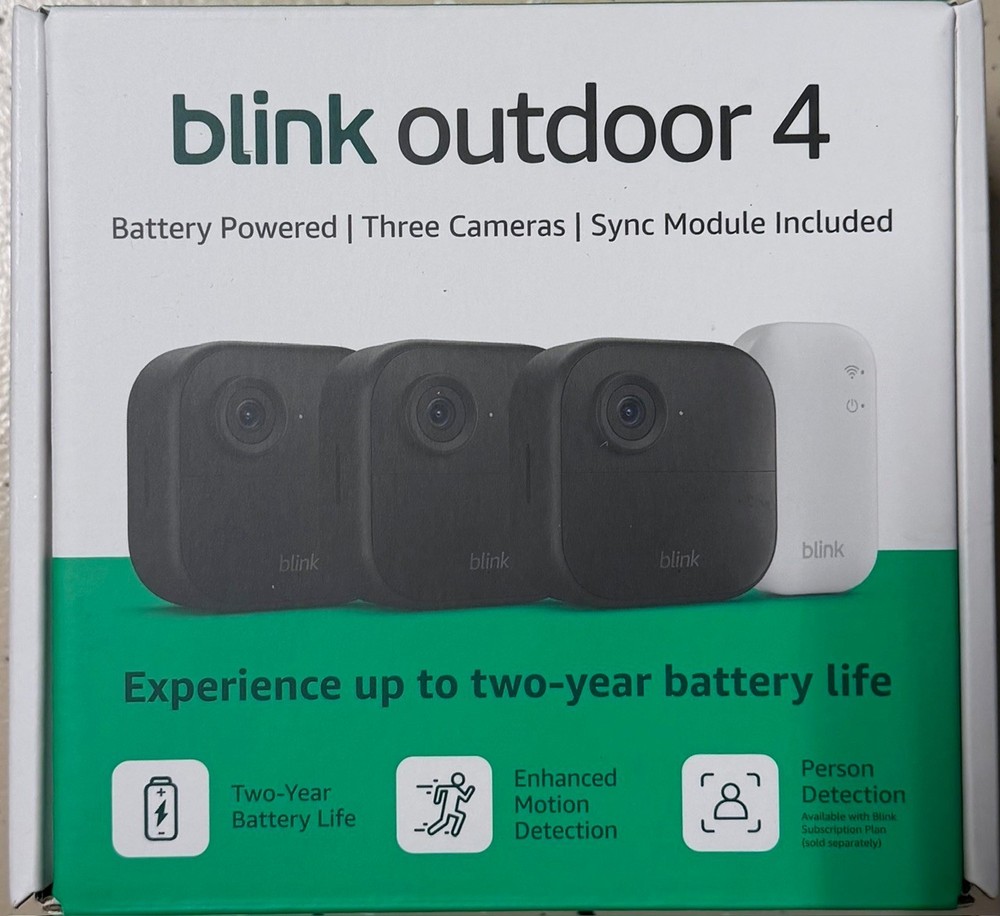 Blink Outdoor 4  Wire-Free Smart Security 3 Camera System with Sync Module Core