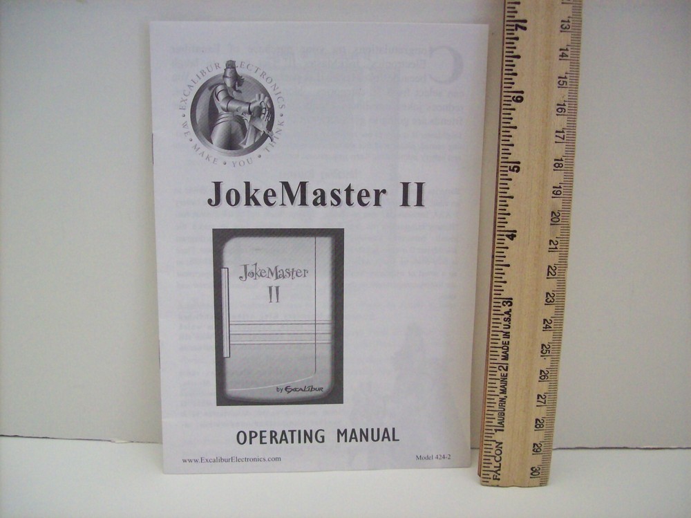Electronic Joke Master II (424-2) By Excalibur Electronics Operating Manual