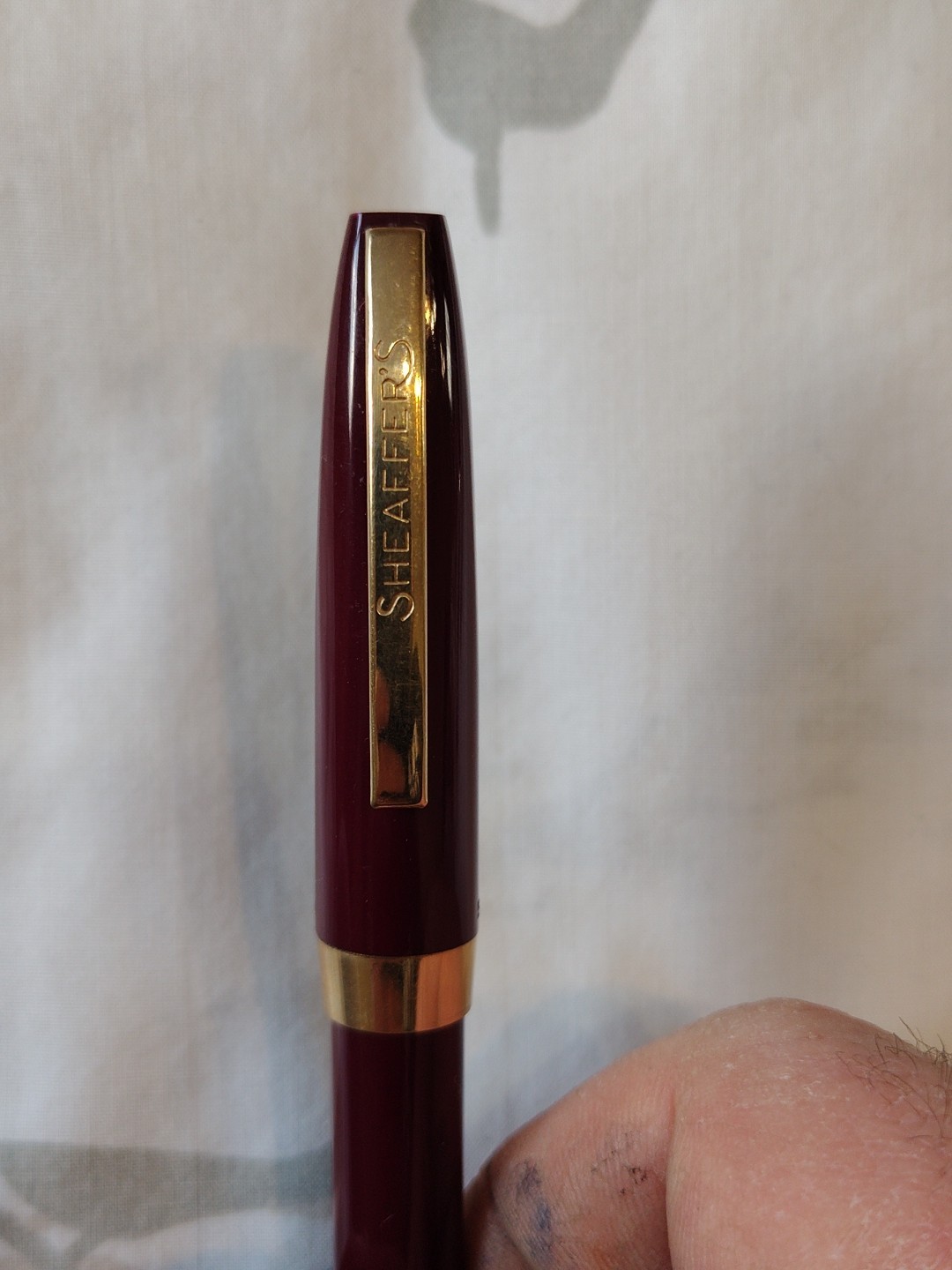 Sheaffer Touch down Bordeaux Plastic Gold Plated Fine Nib Fountain Pen USA