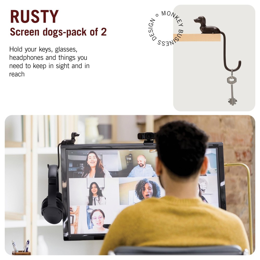 Monkey Business Rusty The Dog Tail Hook for Computer Screen, Desk Headphone H...