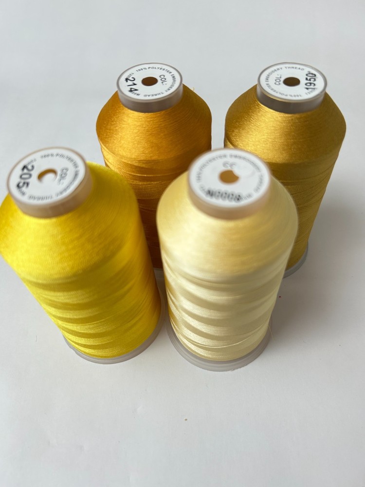 Yellow Thread for sewing machine 100 % polyester 1500 m Embroidery Thread 4 PCS