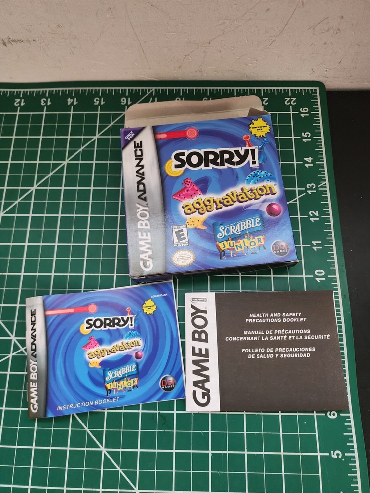 Sorry / Aggravation / Scrabble Junior GBA (No Game) Box & Inserts Only