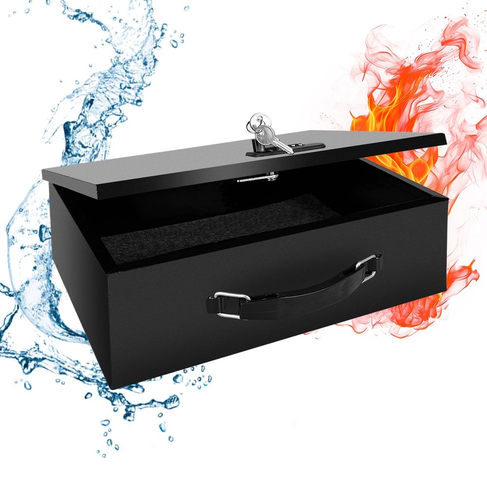 Fireproof Lock Box with Key&Combination Lock-Fire Safe Document Box,Portable