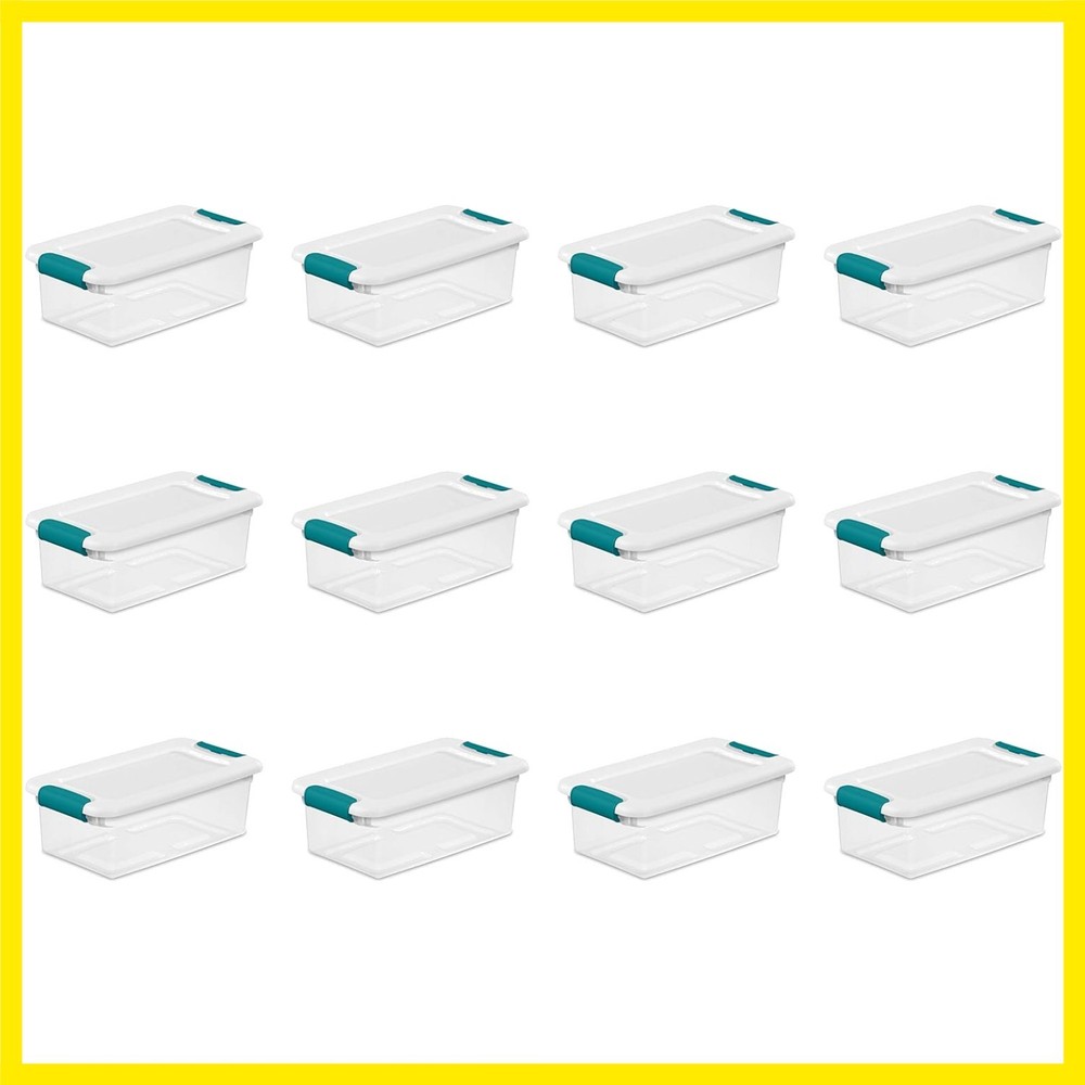 6 Qt Latching Storage Box, Stackable Bin with Latch Lid, Plastic Container to...