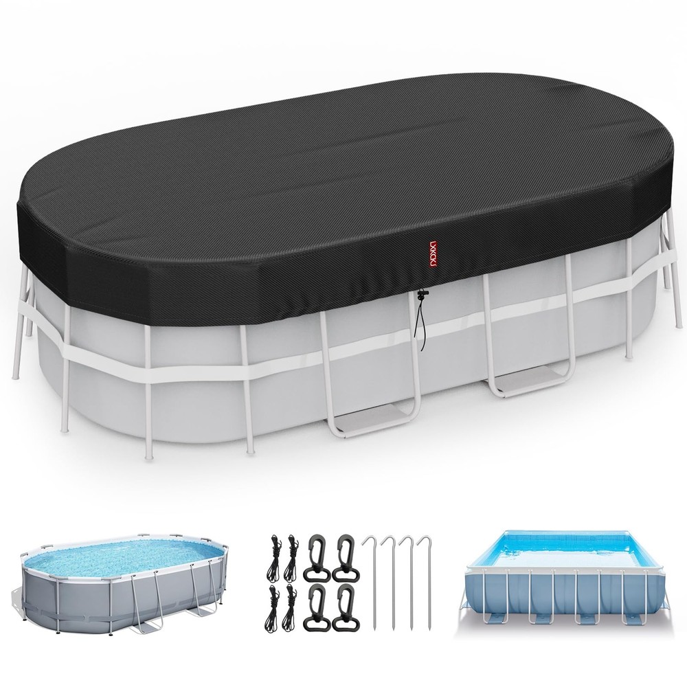 10x16 FT Rectangular Pool Cover for Above Ground Pool, Solar Oval Pool Cover ...