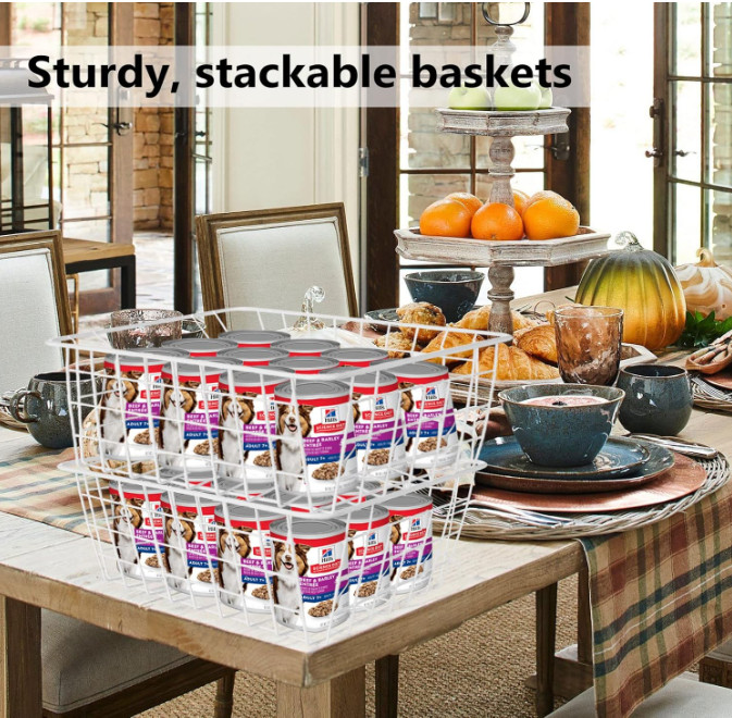 4 Pack Stackable Wire Baskets for Deep Freezer & Pantry Organization