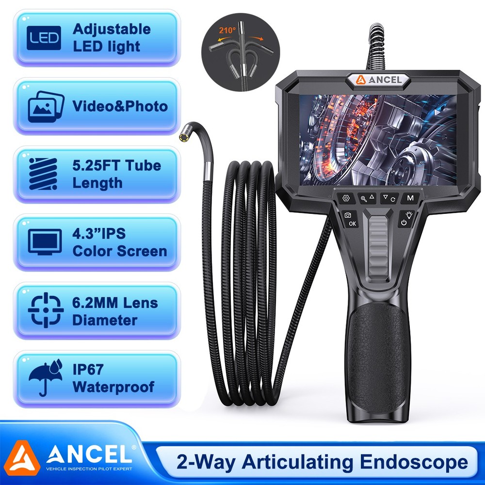 Dural Endscope Camera Borescope 6.2MM Two-way Inspection Tool ANCEL AN301