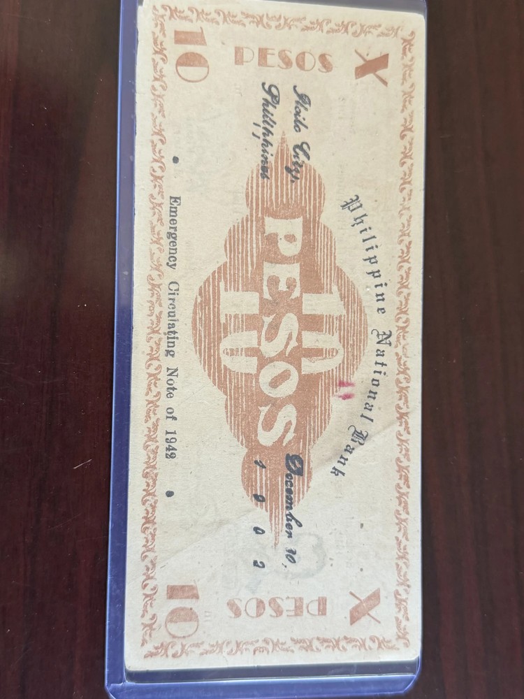 1942 Philippines 10 Pesos Iloilo Emergency WWII Guerrilla Note Quezon