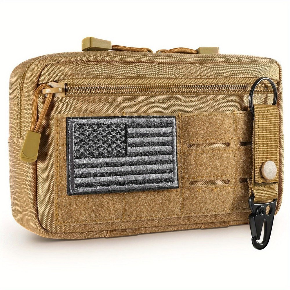 Tactical Molle EDC Tool Bag with USA Flag Patch Keychain"