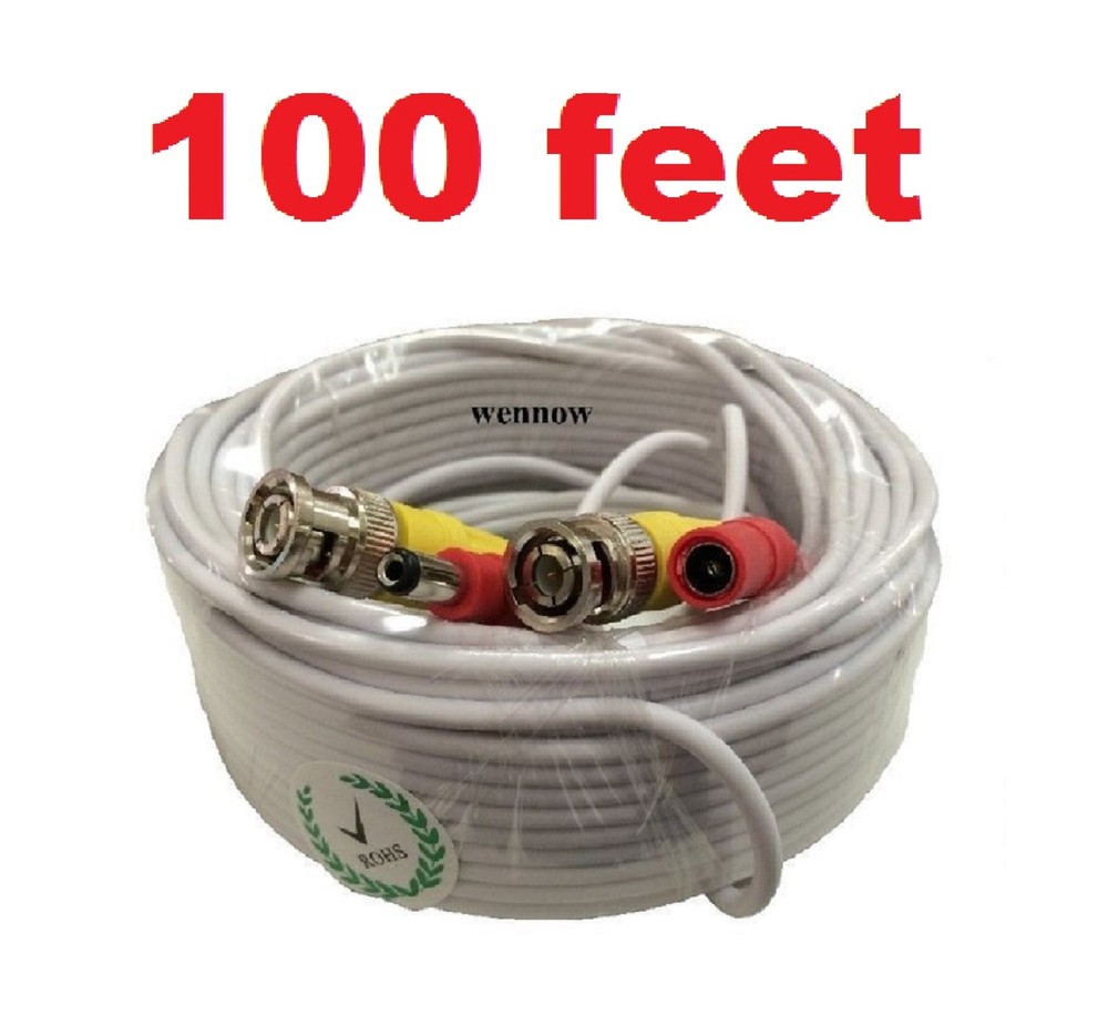 *Security 100 Feet BNC Video & Power Cable  for HD Security Camera CCTV Systems