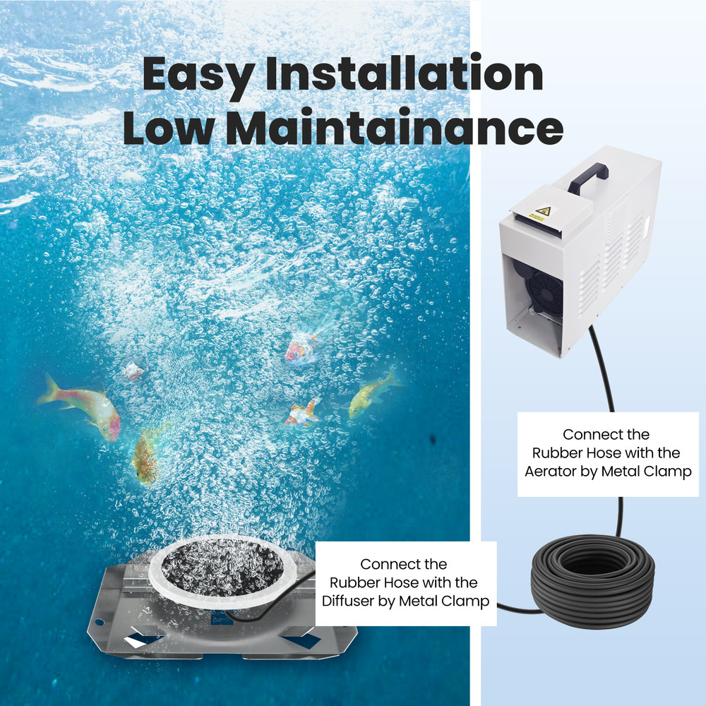 3/4HP Pond Aerator Cabinet Touchscreen Controller Cooling Fan Tube Diffuser Kit