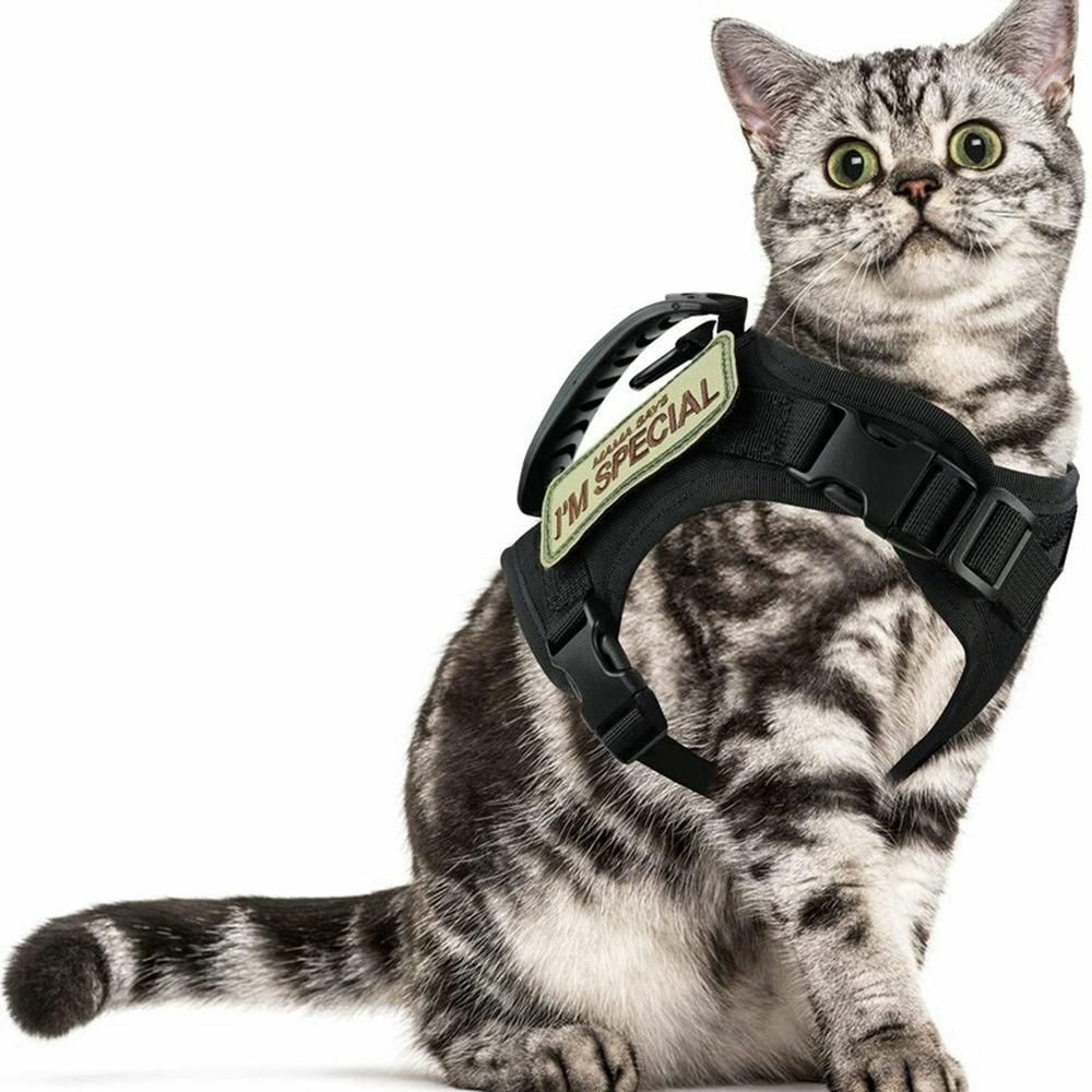 Nylon Tactical Cat Harness Cloth for Walking Escape Proof Soft Mesh Adjustable.