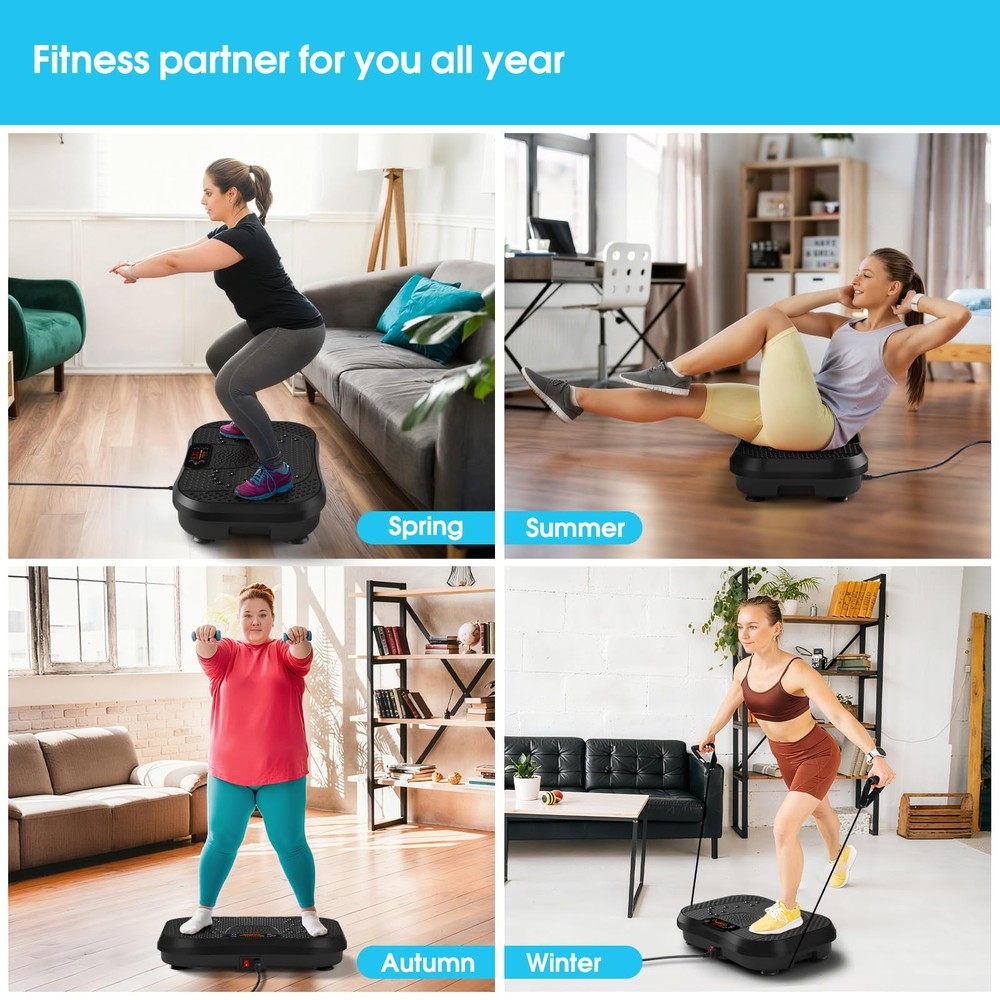 SoftGym Vibration Plate Exercise Machine for Lymphatic Drainage,Power Black