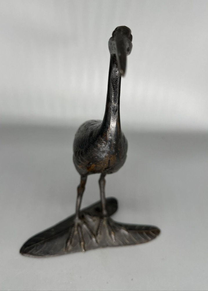 Vintage Bronze 10" Heron Crane Unsigned