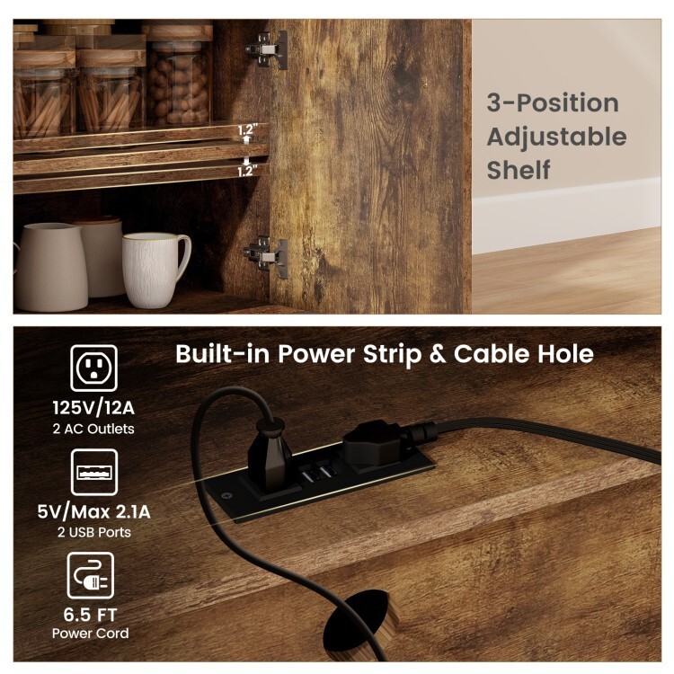 Multifunctional Drop-Leaf Kitchen Island Mobile Cart with 360° Rolling Casters