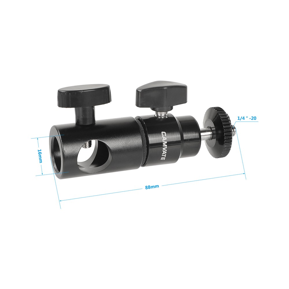 CAMVATE Light Stand Head with 1/4" & 5/8" & 3/8" Thread & Cold Shoe Mount