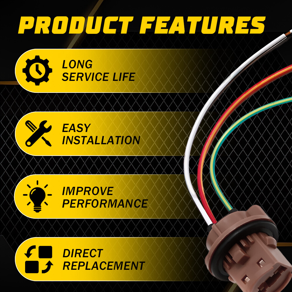 Universal Pigtail Wire Female Socket 7443 Light Bulb Harness Connector Socket E