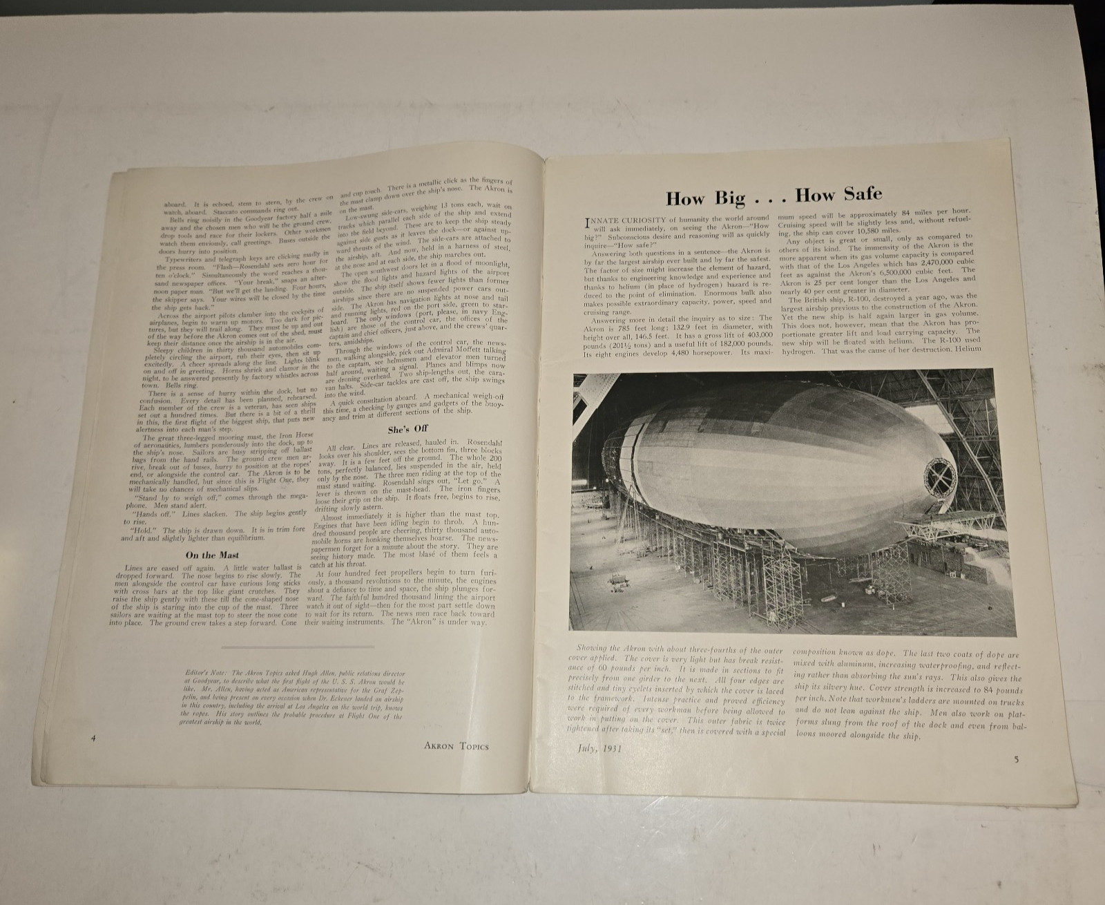 1931 Akron Topics ZRS-4 USS Akron Airship Magazine Rare Ohio Goodyear History