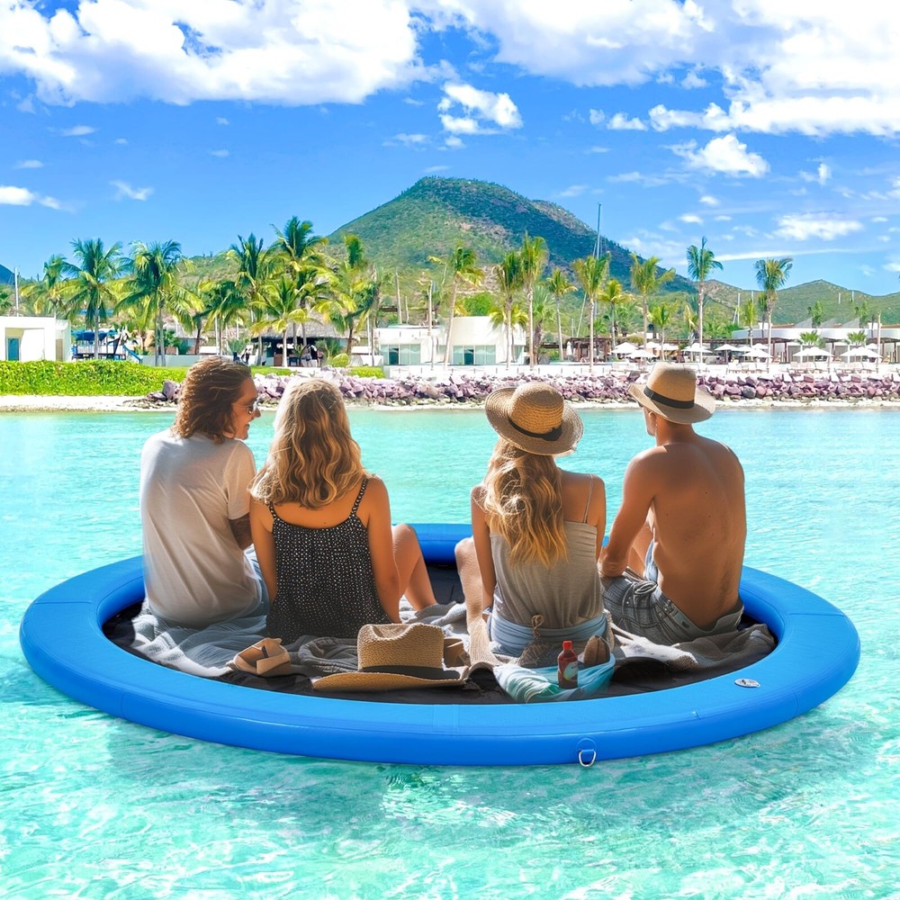 Danrelax 8'x8' Floating Dock, Inflatable Dock,Sunchill Float Ring,Fits 4-6