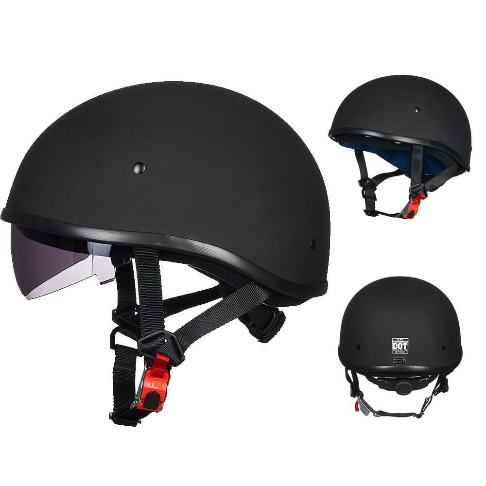 (USED) ILM Motorcycle Half Helmet Quick Release Strap Sun Visor DOT 883V