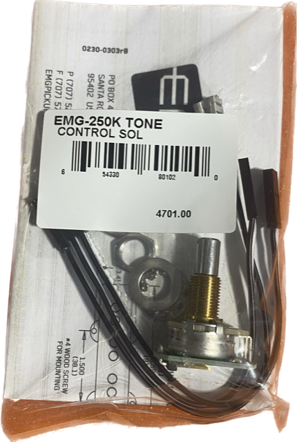 EMG 250K CONTROL PASSIVE TONE SOLID SHORT SHAFT POT FOR SINGLE COIL #4701