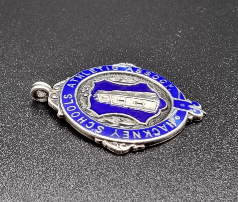 ANTIQUE STERLING SILVER AND ENAMEL FOB FOR POCKET WATCH CHAIN BIRMINGHAM 1924