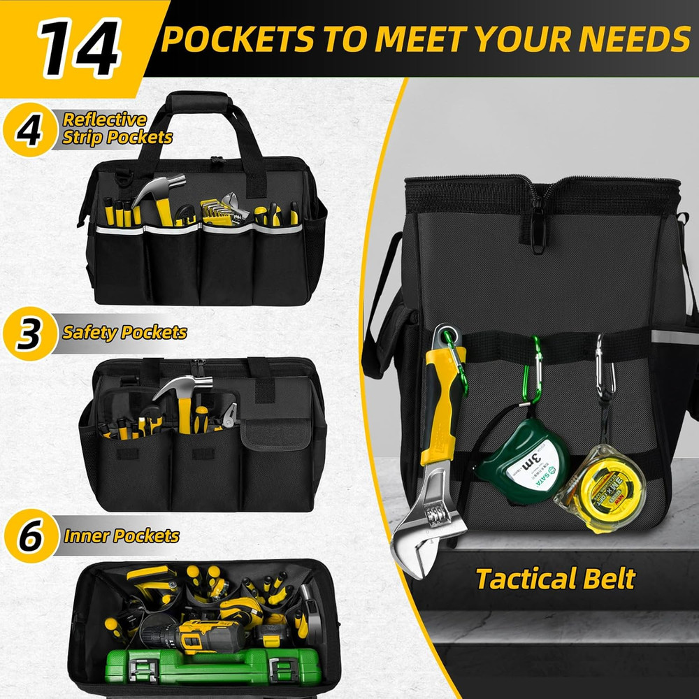 Tool Bag, Portable Tool Box Organizer Adjustable Shoulder Strap, Carry Tool Tote