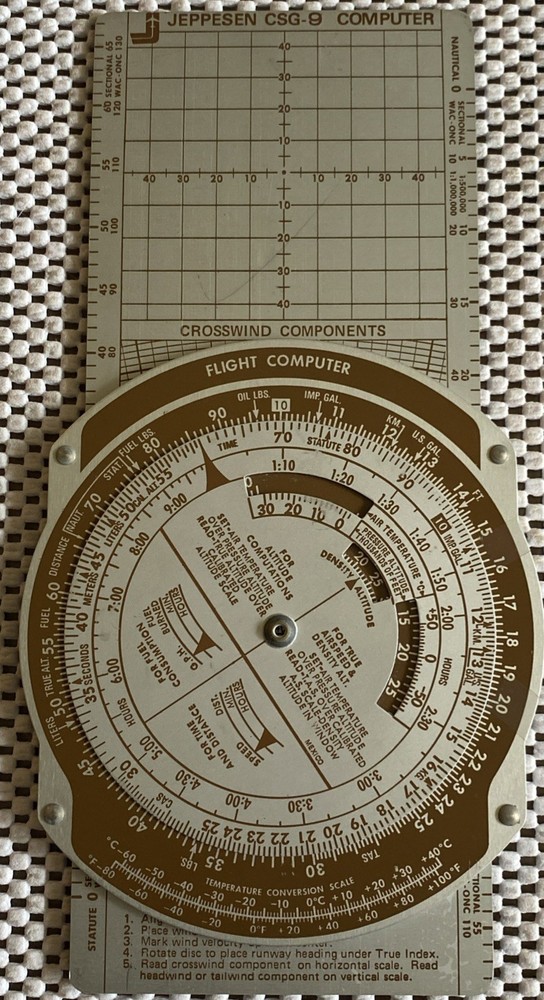 VintageJeppesen E6B Student Pilot Flight Computer Calculation Tool Book And Case